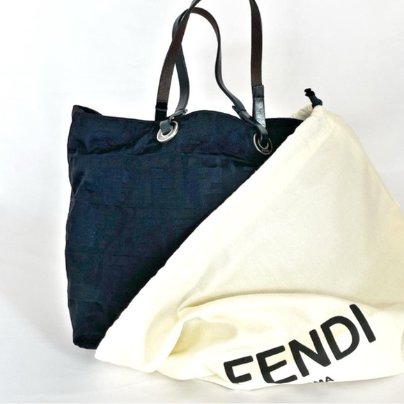 FENDI Mini Tote Bag Black on Black Zucca Canvas - Picture 3 of 16